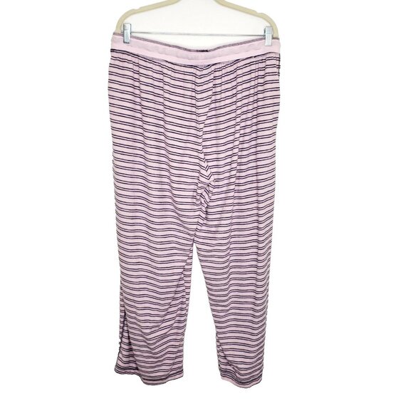 Nautica Fleece Long Pajama Sleepwear Set Pink and Navy Stripe Size XXL lounge - Picture 3 of 7